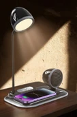 EXENAR Kablosuz Şarj Standı 4in1 Apple Iphone - Android Uyumlu Çok Amaçlı Bluetooth Hoparlör Masa Lambası thumbnail 1