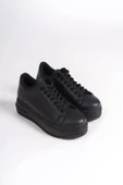 BIANA Bağcıklı Ortopedik Taban Kadın Sneaker Spor Ayakkabı CST - Siyah - 4