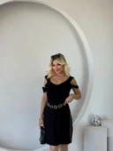 Kadın Askılı Soğuk Omuz Detaylı Modal Elbise thumbnail 3