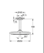 Grohe Tempesta 250 Yuvarlak Tepe Duşu Tek Akışlı, 25 cm (Tavandan Dirsek Dahil), Mat Siyah, 266692430 - 2