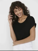 Only 15106662 Genis Yaka Kol Katlamali Kadın Body - Siyah - 1