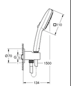Grohe Tempesta Cube 110 Ankastre Bağlantılı El Duşu Seti, 3 Akışlı Krom, 26910003 - 2