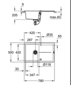 Grohe K400 Kompozit Damlalıklı 1 Gözlü Eviye, Granit Siyah, 31639AP0 - 2