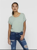 Only 15106662 Genis Yaka Kol Katlamali Kadın Body - Yesil - 1