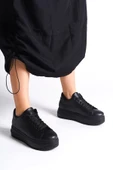 BIANA Bağcıklı Ortopedik Taban Kadın Sneaker Spor Ayakkabı CST - Siyah - 2