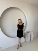 Kadın Askılı Soğuk Omuz Detaylı Modal Elbise thumbnail 1