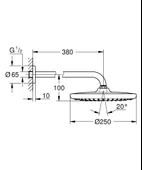 Grohe Tempesta 250 Yuvarlak Tepe Duşu Tek Akışlı, 25 cm (Duvardan Dirsek Dahil), Mat Siyah, 266682430 - 2