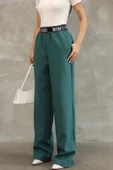 Beli Lastikli Palazzo Pantolon 6138-Petrol Yeşili - 3