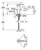 Grohe Essence Lavabo Bataryası (S-Boy), Hayalet Siyah, 24172KF1 thumbnail 2