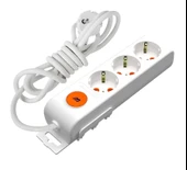 Mutlusan 3lü Anahtarlı Topraklı Grup Priz Çocuk Korumalı 1 Metre - 1