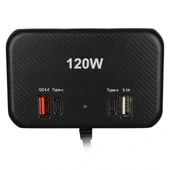 Olesson 1656 12-24v Çift Usb + Çift Type-c 120w 80cm Kablolu 3'lü Araç Çakmak Çoklayıcı - 3
