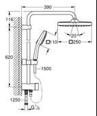 Grohe Tempesta System 250 Cube Kare Duş Başlıklı Duvara Monte Duş Sistemi, Mat Siyah, 269772431 - 2