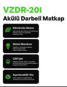 VOLTZ - 60 Nm - 20 Volt 5 Amper Profesyonel Akülü Matkap Vidalama (VZDR-20I ) - 3