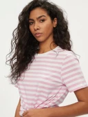 Only Pieces 17140802 0 Yaka Kadin Body - Pembe Cizgili - 7