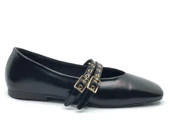 Feles Çift Kemer Detaylı Küt Burun Kadın Babet Ayakkabı thumbnail 2