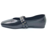 Feles Çift Kemer Detaylı Küt Burun Kadın Babet Ayakkabı thumbnail 3