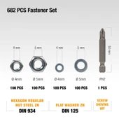 Civtec 682 Parça 16 Çeşit Yhb Vida - Somun - Pul Seti -Takım TK-17 thumbnail 5