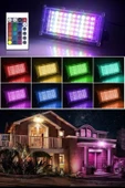 Fege Store ® Kumandalı Led Işık Dış Cephe AydınlatmasıÇok Renkli RGBLed Panel Işık PartiLed Aydınlatma - 9