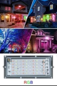 Fege Store ® Kumandalı Led Işık Dış Cephe AydınlatmasıÇok Renkli RGBLed Panel Işık PartiLed Aydınlatma - 10
