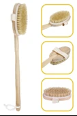 Fege Store ® Doğal At Kılı Selülit Karşıtı Sapı Çıkabilen Ahşap Banyo Fırçası - 8