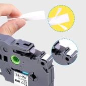 Puun Brother TZE-231 12mm X 8m Beyaz Üzerine Siyah Muadil Laminasyon Etiket Şeridi 2 Adet - 2