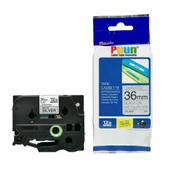 Puun Puun Brother P-Touch TZE-M961 36mm X 8m Mat Gümüş Üzerine Siyah Muadil Laminasyon Etiket Şeridi - 1