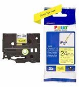 Puun Puun Brother P-Touch TZE-FX651 24mm X 8m Sarı Üzerine Siyah Esnek Muadil Laminasyon Etiket Şeridi - 1