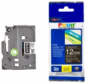 Puun Puun Brother P-Touch TZE-335 12mm X 8m Siyah Üzerine Beyaz  Muadil Laminasyon Etiket Şeridi - 1
