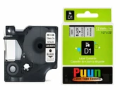 Puun Puun Dymo D1 45010 S0720500 12mm X 7 Mt. Muadil Şeffaf Etikete Siyah Yazı Şerit Etiket Kaseti - 1