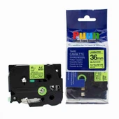 Puun Puun Brother P-Touch TZE-C61 36mm X 8m Fosforlu Sarı Yellow Üzerine Siyah Muadil Laminasyon Etiket Şeridi - 1