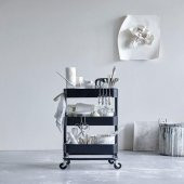 Çelik-Siyah Servis Arabası 35x45x78 Cm IKEA Banyo Düzenleyici-raf Ünitesi Tekerli - 7