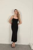 Sandy Kumaş İp Askılı Basic Elbise-Siyah thumbnail 4
