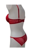 İNSPİRA Dantel Işlemeli Kırmızı Dolgulu Balenli Destekli Sütyen Külot Iç Çamaşır Takımı Push Up - 6