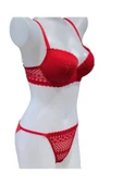 İNSPİRA Dantel Işlemeli Kırmızı Dolgulu Balenli Destekli Sütyen Külot Iç Çamaşır Takımı Push Up - 3
