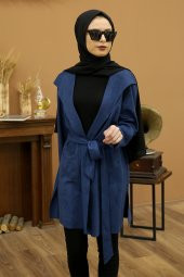 Süet Bağlamalı Kap - İndigo - 1