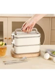 Cooker Yk1612 Paslanmaz Çelik Yemek Kabı Dikdörtgen Çift Katmanlı Yemek Kabı Öğrenci Taşınabilir Yemek Kabı thumbnail 3