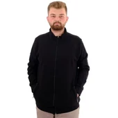 Buyuk Beden Erkek Hırka Fermuarlı Stell Dik Yaka 20571 Siyah - 1