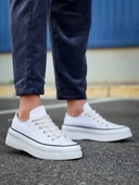 KB-CX-3 Kuback Kısa Beyaz Keten Beyaz Yüksek Taban Spor Ayakkabı thumbnail 1