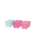 IKEA GLIS Kapaklı Kutu, Pembe-Turkuaz, 17X10 Cm- Çocuk Odası - 1
