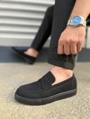 JY180 Estilo X Bağcıksız Süet Erkek Günlük Spor Klasik Ayakkabı SST - Siyah - 3