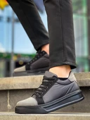 KB-X46 Kuback Siyah Gri Yüksek Siyah Taban Günlük Spor Ayakkabı thumbnail 4