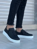 KB-X502  Kuback Siyah Cilt Yüksek Beyaz Taban Bağcık Detaylı Lastikli Günlük Erkek Ayakkabı thumbnail 3