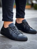 KB-122  Kuback Siyah Cilt Siyah Yüksek Taban Bağcıklı Günlük Erkek Ayakkabı thumbnail 2