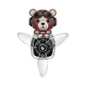 Pervaneli Klima Süsü Oto Koku Klipsi Siyah Uçaklı Kahverengi Pilot Ayı Hava Ferahlatıcı Maskot thumbnail 1