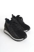 ALYA Bağcıklı Ortopedik Taban Taşlı Kadın Sneaker Spor Ayakkabı CBT - Siyah - 4