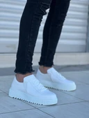 KB-X502  Kuback Beyaz Cilt Yüksek Beyaz Taban Bağcık Detaylı Lastikli Günlük Erkek Ayakkabı thumbnail 3