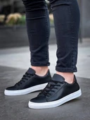 KB-122  Kuback Siyah Cilt Yüksek Taban Bağcıklı Günlük Erkek Ayakkabı - 3