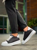 KB-X46 Kuback Siyah Beyaz Yüksek Beyaz Taban Günlük Spor Ayakkabı thumbnail 3