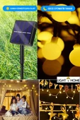 LightHome 50 Led 7 Metre Sarı Led Işık Güneş Enerjili Solar Bahçe Balkon Ağaç Lambası Aydınlatması Tasarruflu thumbnail 6