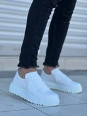 KB-X502  Kuback Beyaz Cilt Yüksek Beyaz Taban Bağcık Detaylı Lastikli Günlük Erkek Ayakkabı thumbnail 1